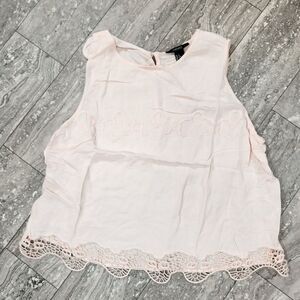 🇬🇪🍑Forever 21 Light Pink Floral Print Embroidered Lace Sleeveless Top Large